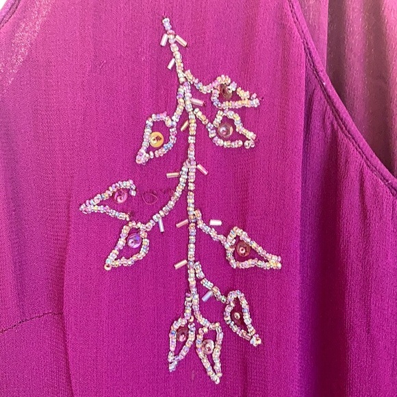 Vintage 80s Beaded Leaf Dress XXL - Picture 14 of 15